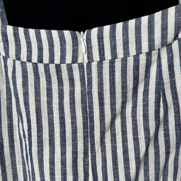 CARMAR Blue White Striped Overall Skirt Dress Linen Suspender Mini NWT 8 - Picture 7 of 10